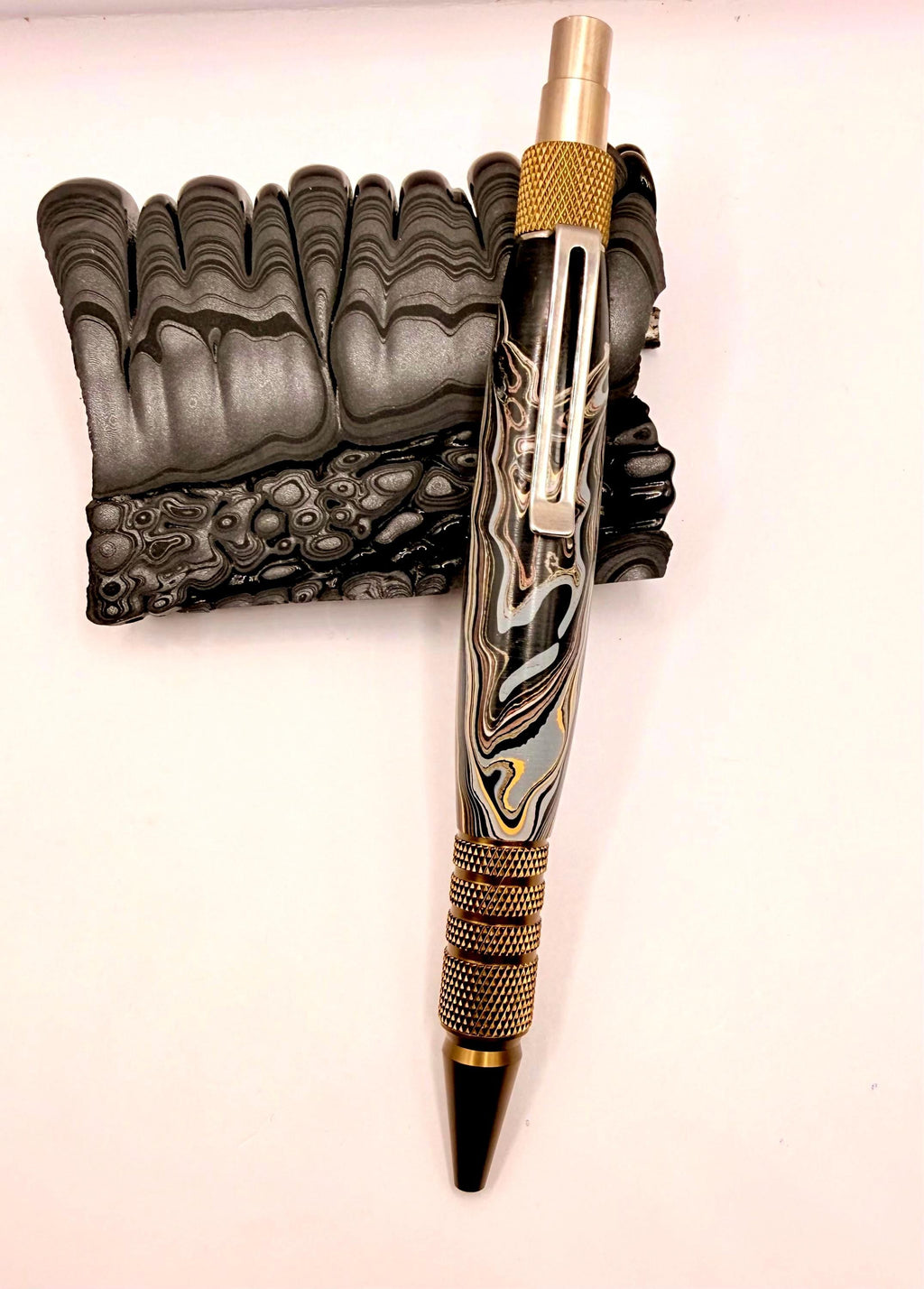 EDC Dura Click Pen - Maritime Fordite from Old, Louisiana Based Naval Ships X Resin Pen! Very Rare, Material with History!