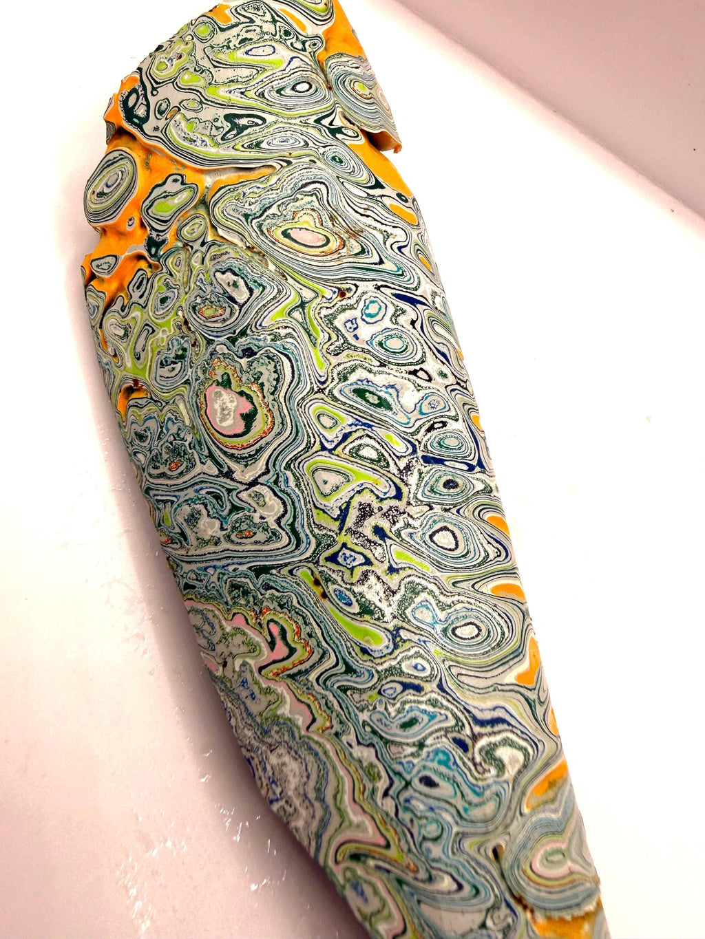 Garbage Truck Fordite Slab – Concentric Pattern Resin Casting Material