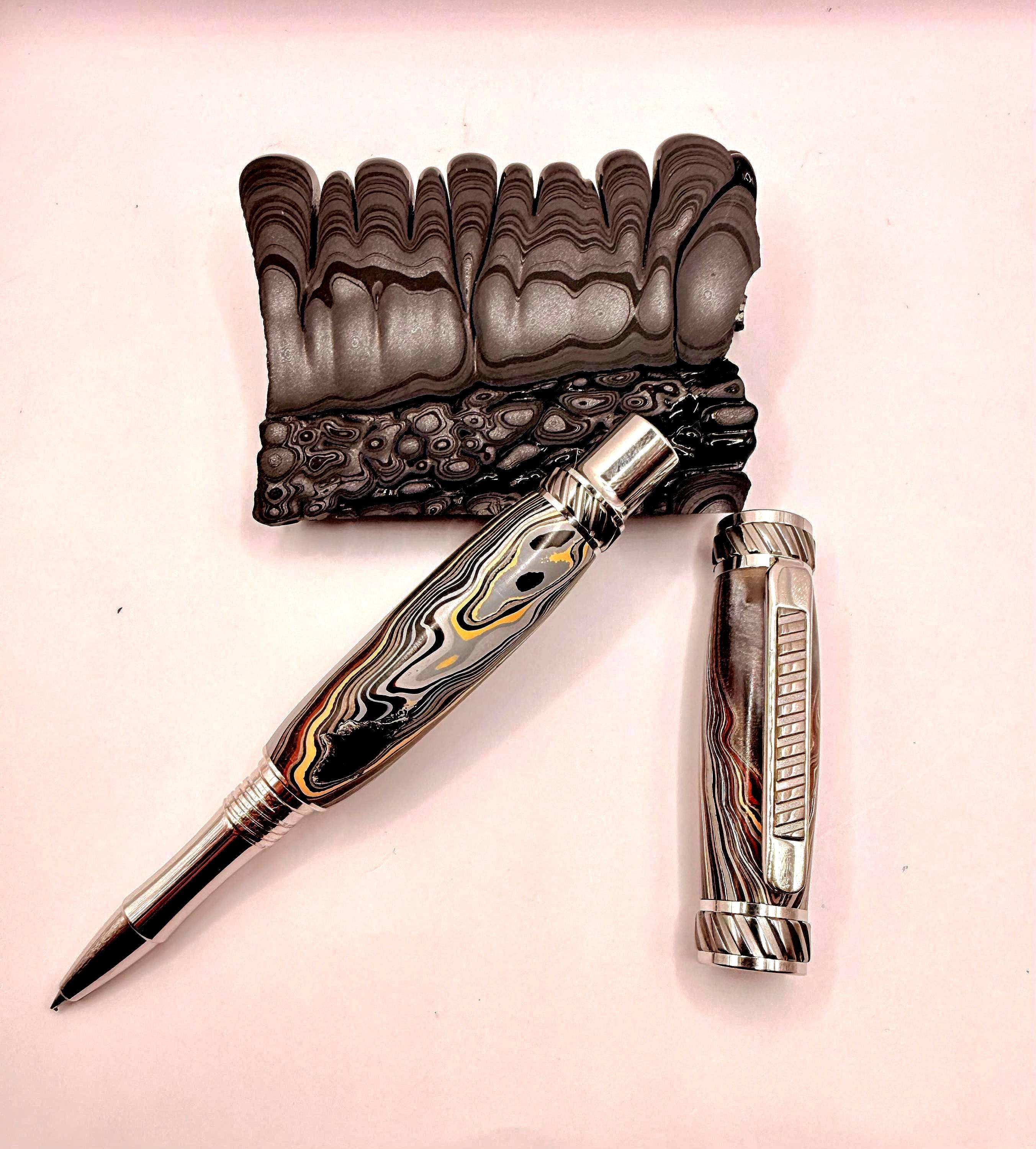 Rare Maritime Fordite Jr Gentleman Pen – Rhodium Plated Naval Ship - Pen Kit No Longer Being Produced!!