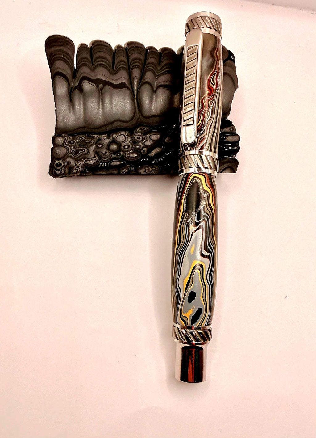 Rare Maritime Fordite Jr Gentleman Pen – Rhodium Plated Naval Ship - Pen Kit No Longer Being Produced!!