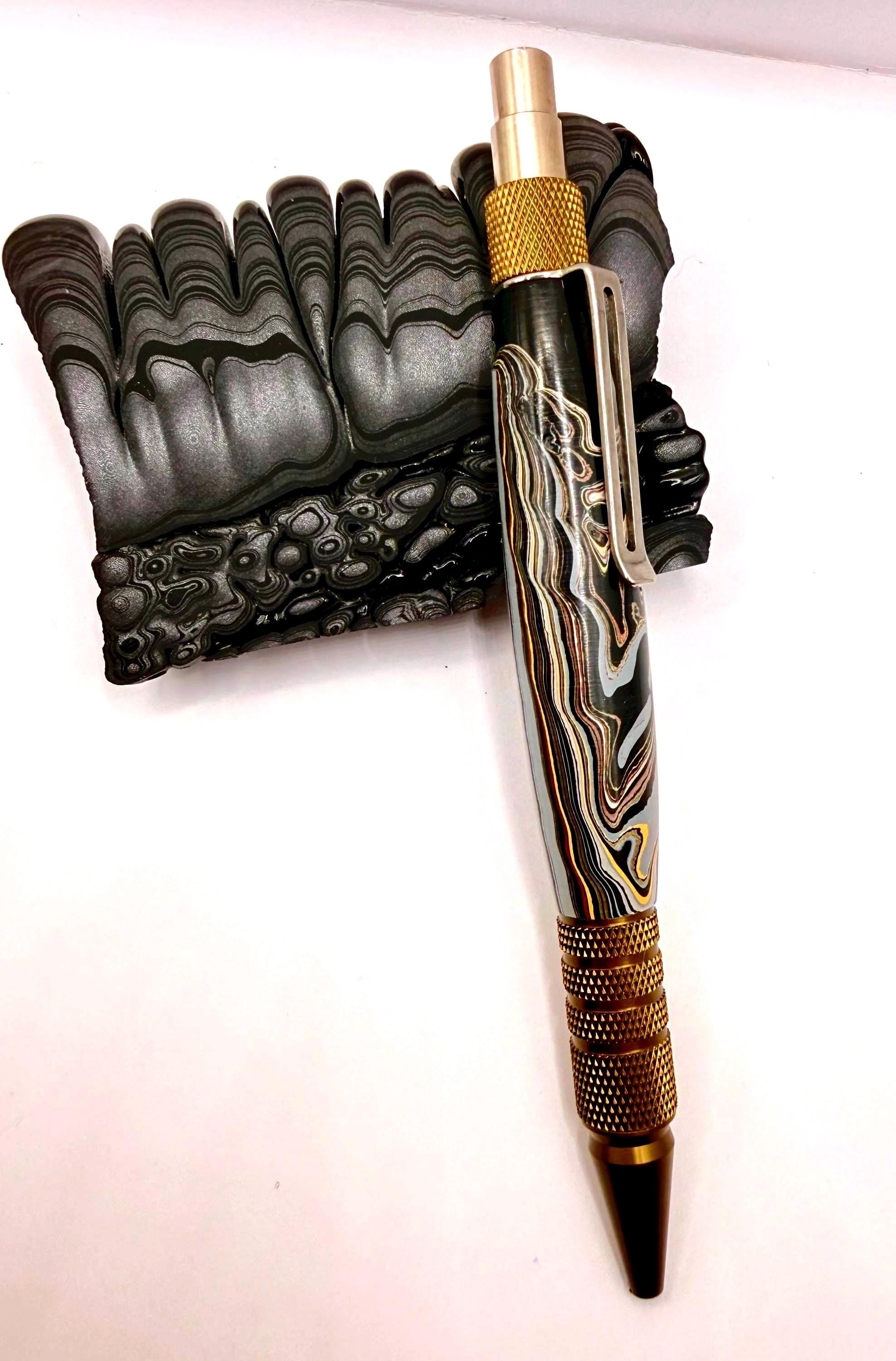 EDC Dura Click Pen - Maritime Fordite from Old, Louisiana Based Naval Ships X Resin Pen! Very Rare, Material with History!