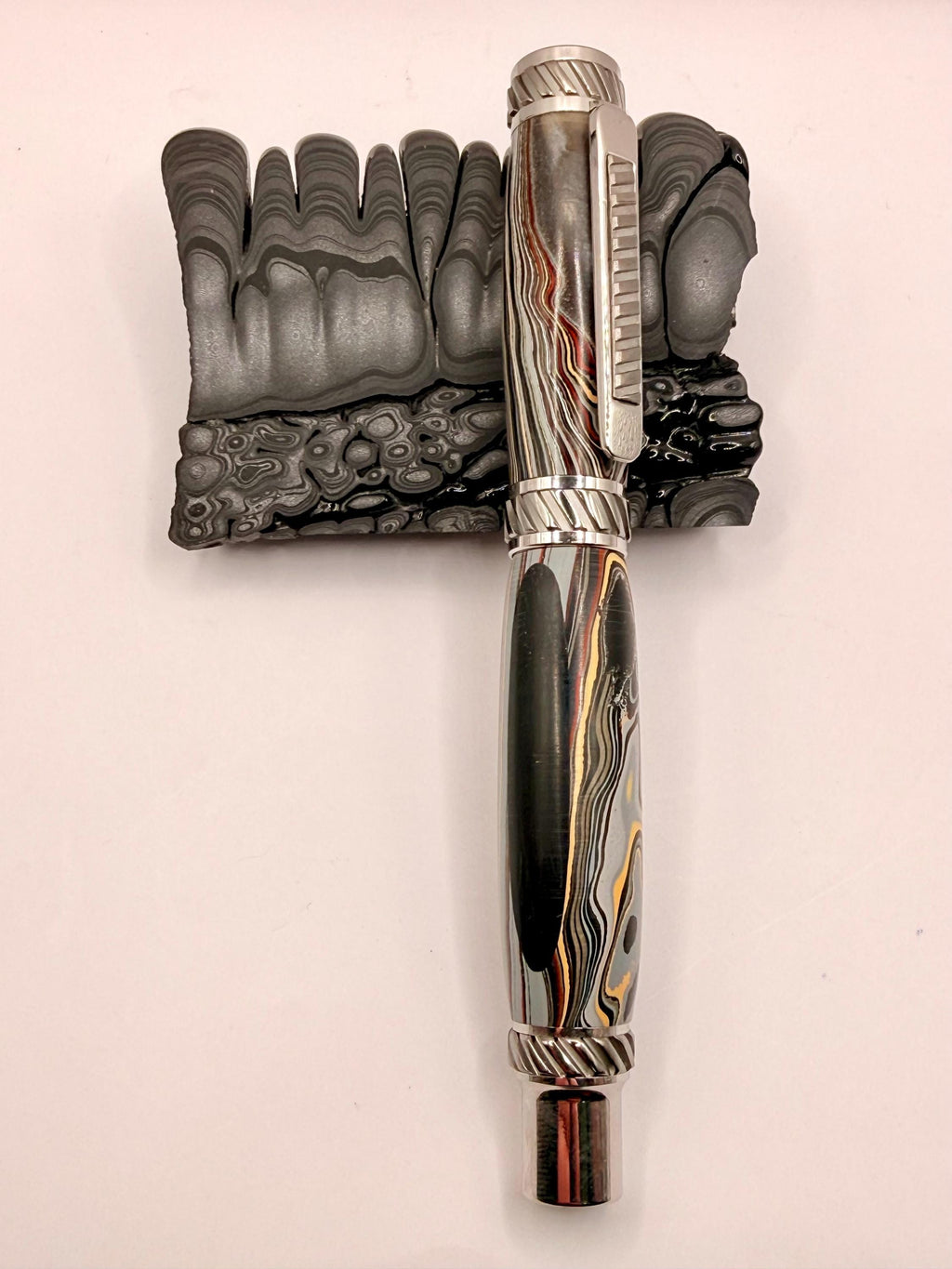 Rare Maritime Fordite Jr Gentleman Pen – Rhodium Plated Naval Ship - Pen Kit No Longer Being Produced!!