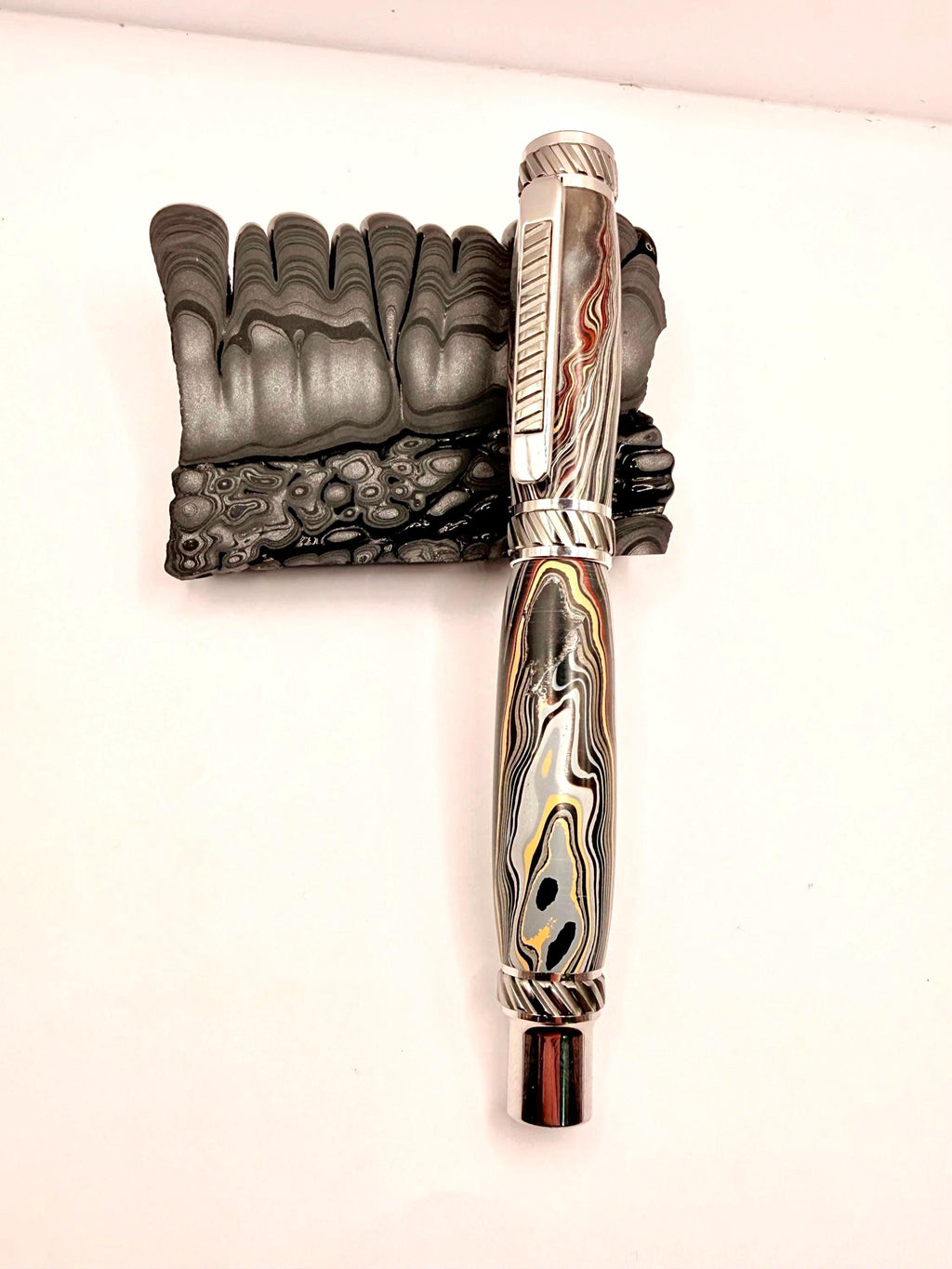 Rare Maritime Fordite Jr Gentleman Pen – Rhodium Plated Naval Ship - Pen Kit No Longer Being Produced!!