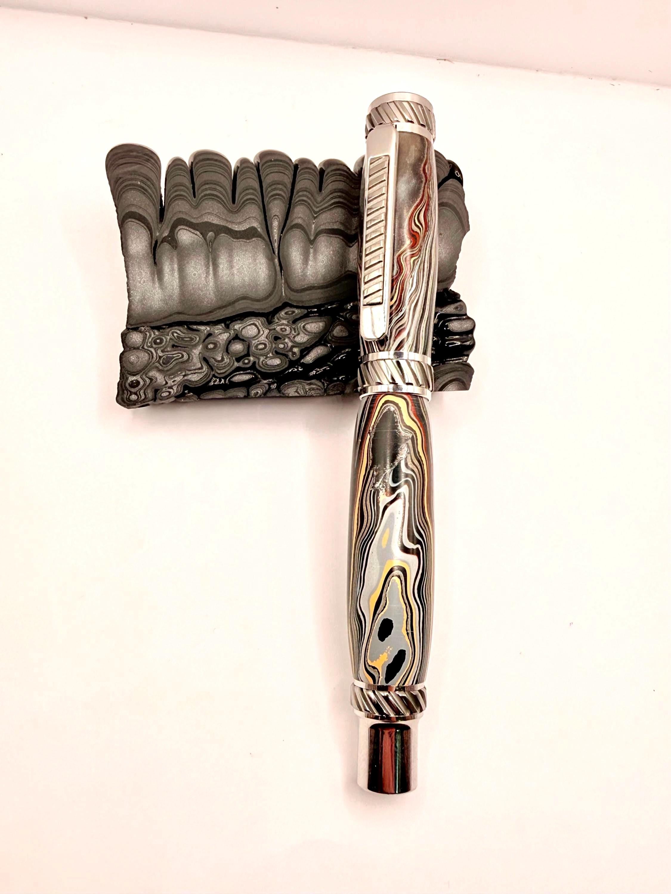 Rare Maritime Fordite Jr Gentleman Pen – Rhodium Plated Naval Ship - Pen Kit No Longer Being Produced!!
