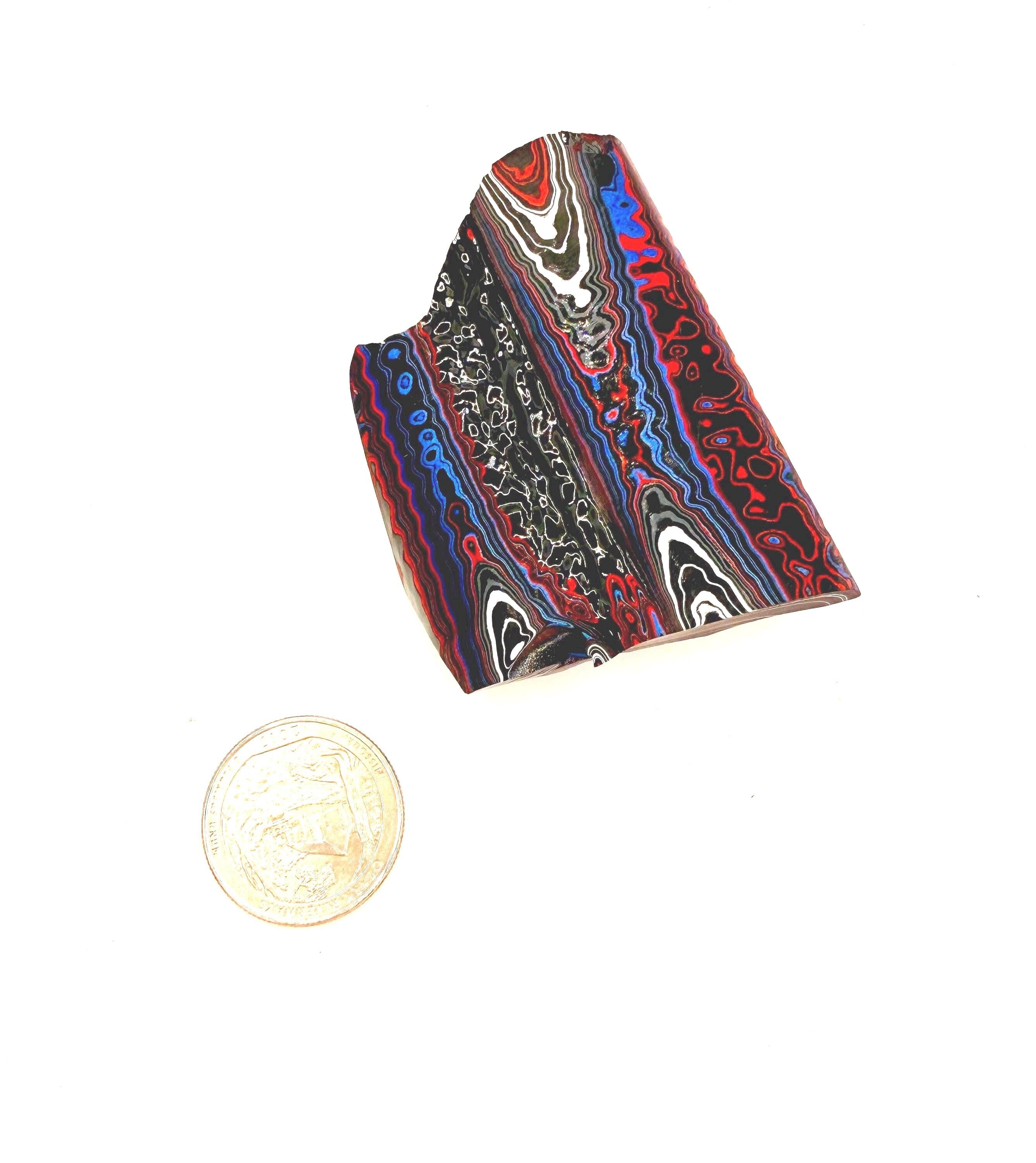 Rare 2020 Jeep Gladiator Fordite  – Pre Sanded - Vivid Colors, Fully Figured (Cabochon, Inlay)