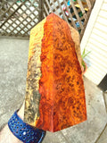 XL Sized Museum-Grade Tri Color - Amboyna Burl Blank (Spalted, Sapwood, Deep Red Heartwood)         Professionally Stabilized by K&G