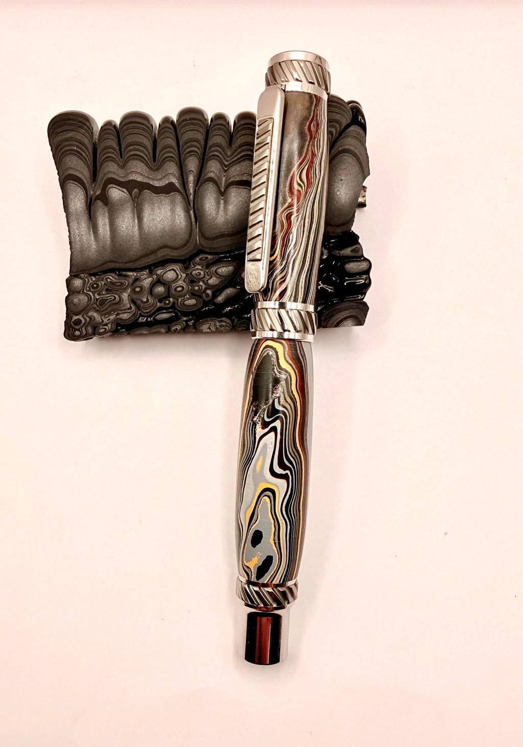 Rare Maritime Fordite Jr Gentleman Pen – Rhodium Plated Naval Ship - Pen Kit No Longer Being Produced!!